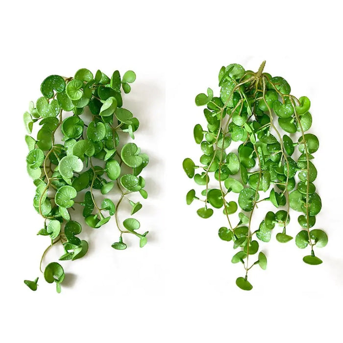 Soft Glue Artificial Green Copper Coin Grass – Faux Succulent Plant Wall Hanging for Home & Office Décor