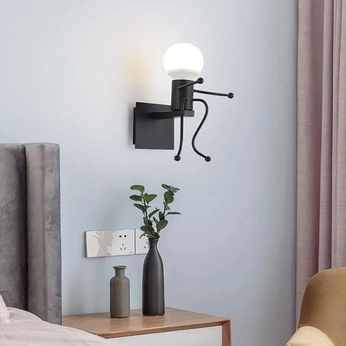 Vintage LED Pendant Light – Iron Little Man Hanging Lamp for Home, Children's Room, Dining Table, and Living Room Decoration