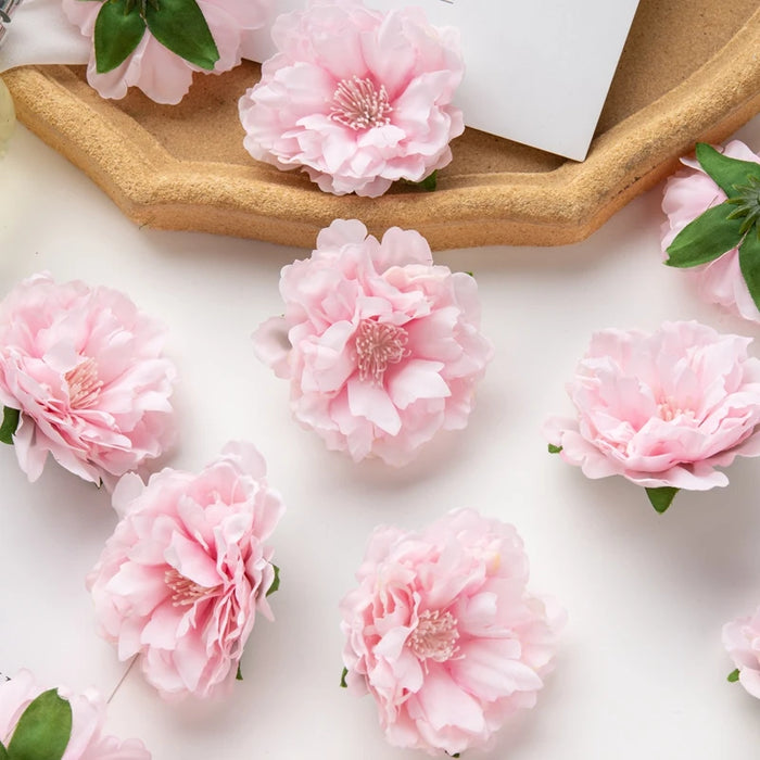 10Pcs Artificial Silk Peony Flowers – DIY Craft Fake Stamen Heads for Wedding, Home, Valentine’s Day, and Outdoor Décor