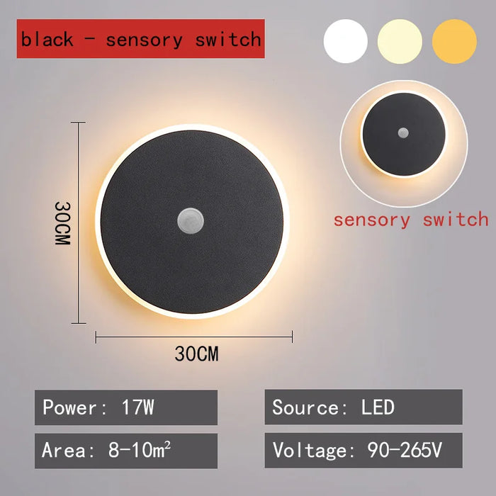 Touch Sensor Wall Lamp – LED Color-Changing Round Wall Light for Living Room, Corridor, Porch & Aisle with Acrylic Shade