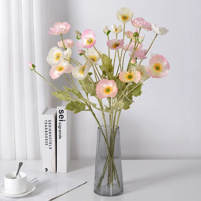 Artificial Silk Poppy Flowers Bouquet – Home Decor, Garden, Party, and Wedding Decoration, DIY Vase Accessories (1PC)