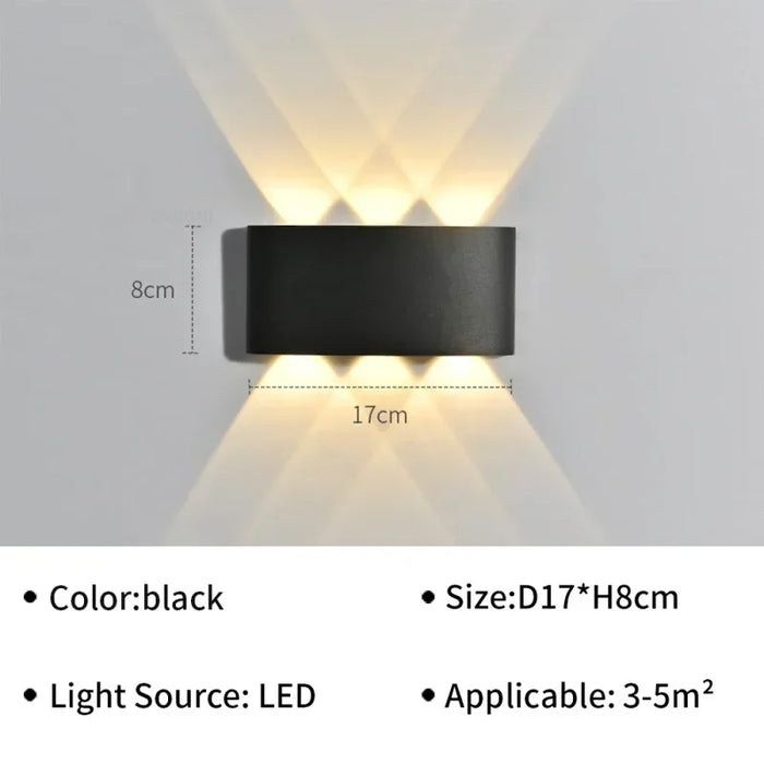 IP65 Waterproof LED Wall Lamp – Modern Outdoor Garden Sconce, Living Room Spotlight Lighting, Black Wall Mounted