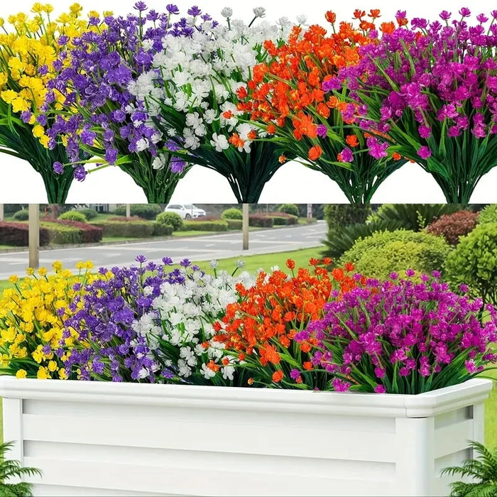 12 Bundles Artificial Flowers – Outdoor UV Resistant Fake Flowers, Premium Oxidation-Resistant Floral Decor for Garden, Balcony, Patio & Party