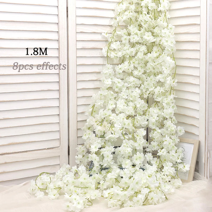 180CM Artificial Sakura Flowers Vine – Wedding Garden Arch, Home Party Decoration, Christmas Bridal Silk Flowers