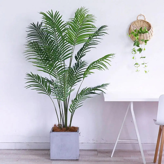 Large Artificial Palm Tree – Tropical Monstera Branch with Green Plastic Leaves for Home, Garden & Outdoor Decor