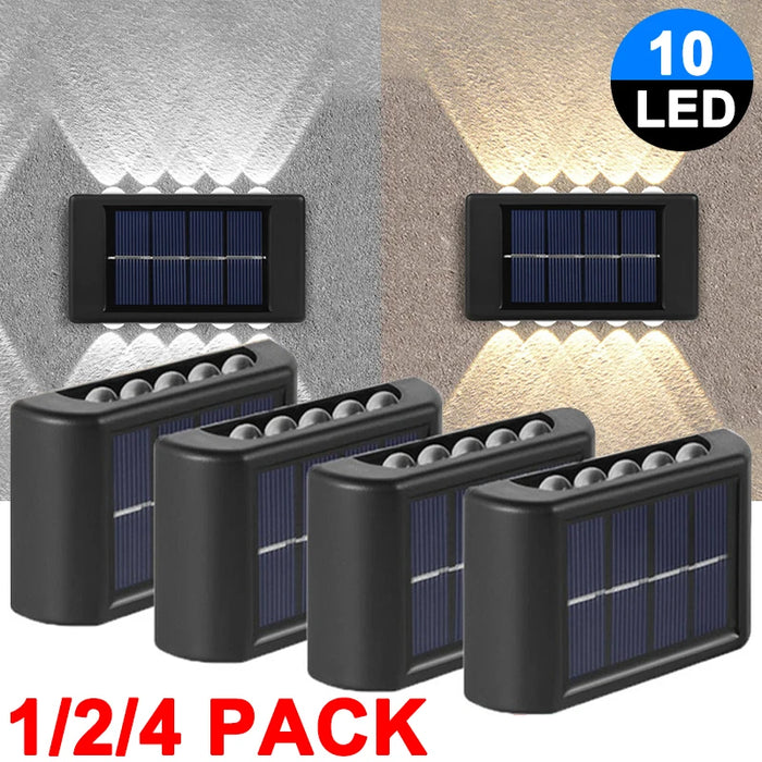 Solar Wall Lights Outdoor – 10 LED Waterproof Security Lamp with Automatic Sensor for Garden, Fence, Porch, and Yard Decoration (Warm/White Light, IP65)