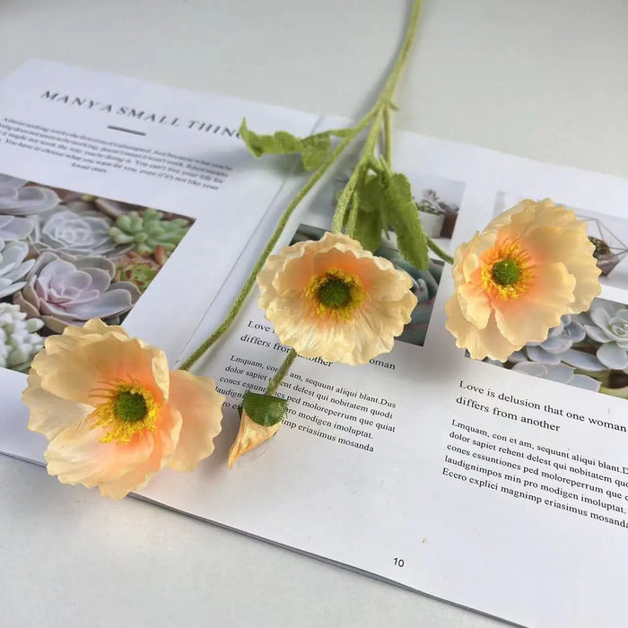 Artificial Poppy Flowers Bouquet – Silk Fake Flowers for Home Decor, Garden, Wedding & Party Decoration, DIY Vase Accessories