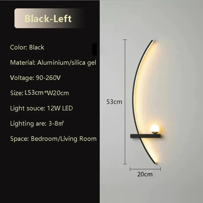 Modern LED Wall Lamp – Aluminium 53cm Long Strip Light for Bedroom, Living Room, Aisle, and Indoor Use – Dimmable with Remote Control