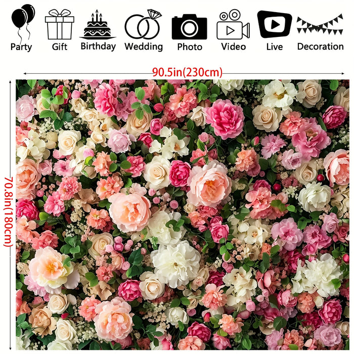 Spring Floral Rose Backdrop – Wedding, Valentine's Day, and Party Decoration for Gift Giving and Special Events
