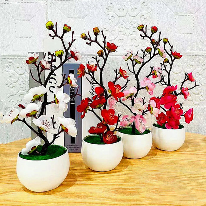Bonsai Silk Plum Blossom Artificial Plant – Fake Sakura Tree Branches for Home, Office, and Wedding Decoration