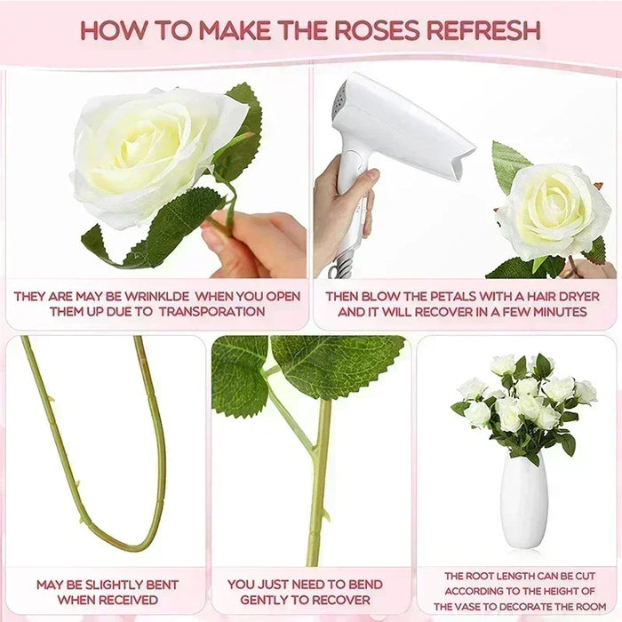 50 Pcs Artificial Silk Roses Bouquet – Real-Looking Fake Red Roses for Wedding, Party, and Home Decorations – DIY Floral Arrangements for Centerpieces
