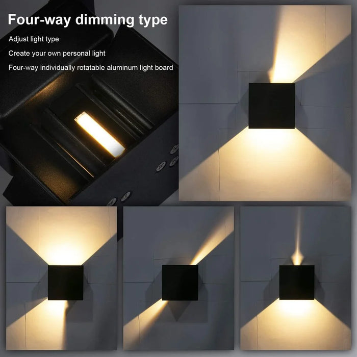 12W LED Wall Light – Modern Waterproof Outdoor Wall Lamp with Adjustable Beam for Porch, Garden, Balcony, and Terrace (IP65, Up and Down Lighting, Warm/Cool/Color Options)