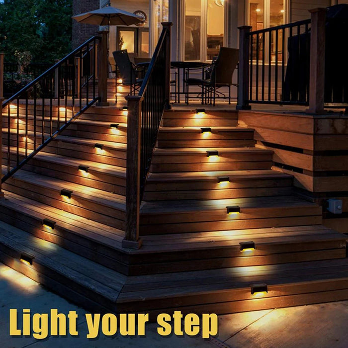 Warm White LED Solar Step Lights – Waterproof Outdoor Stair and Path Lighting for Garden, Patio, Fence, and Balcony Decoration