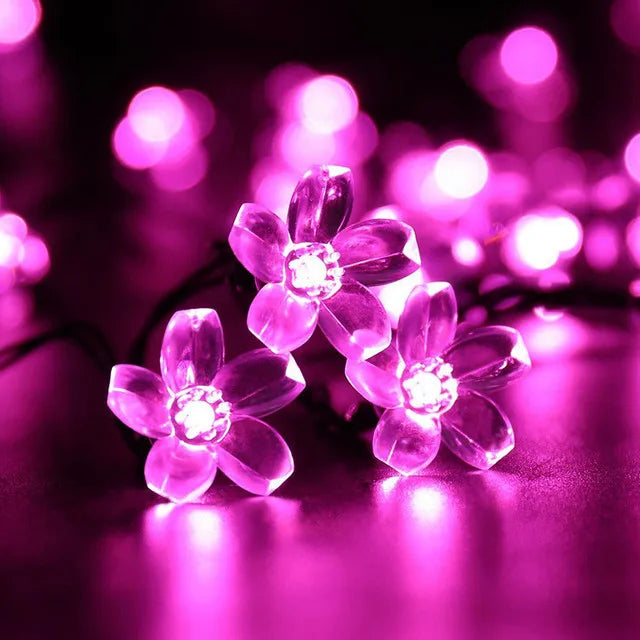 Solar Garden Flower String Lights – Waterproof Outdoor LED Fairy Lights with 8 Modes for Holiday, Christmas, and Decorative Lighting