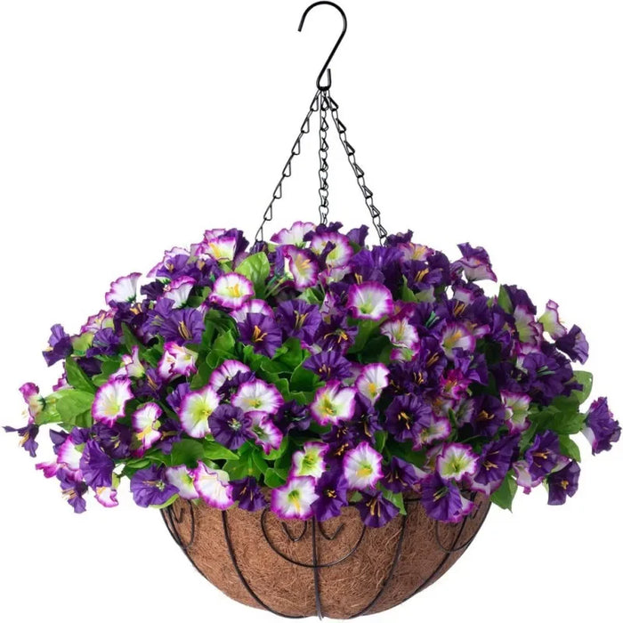 Artificial Hanging Flower Basket – 30cm Garden Decoration with Coconut Liner for Balcony, Patio, and Home Décor