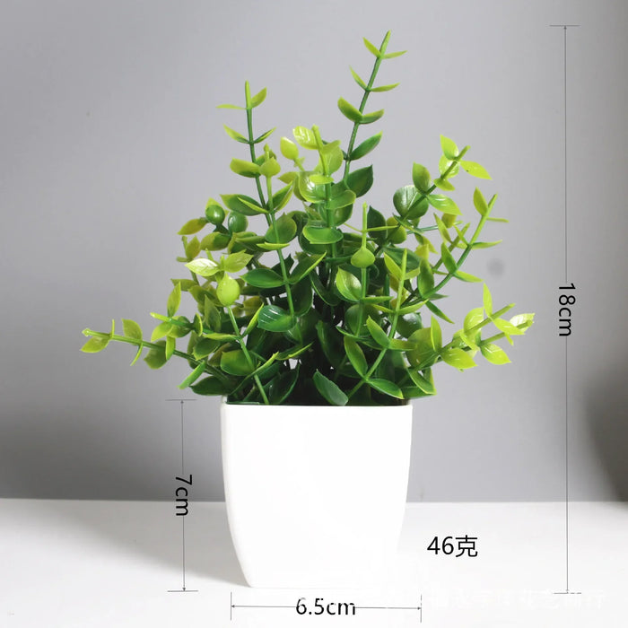 Artificial Bonsai Green Eucalyptus Flower Potted Plant – Fake Plant for Indoor, Outdoor, Home, Bedroom, and Garden Decoration