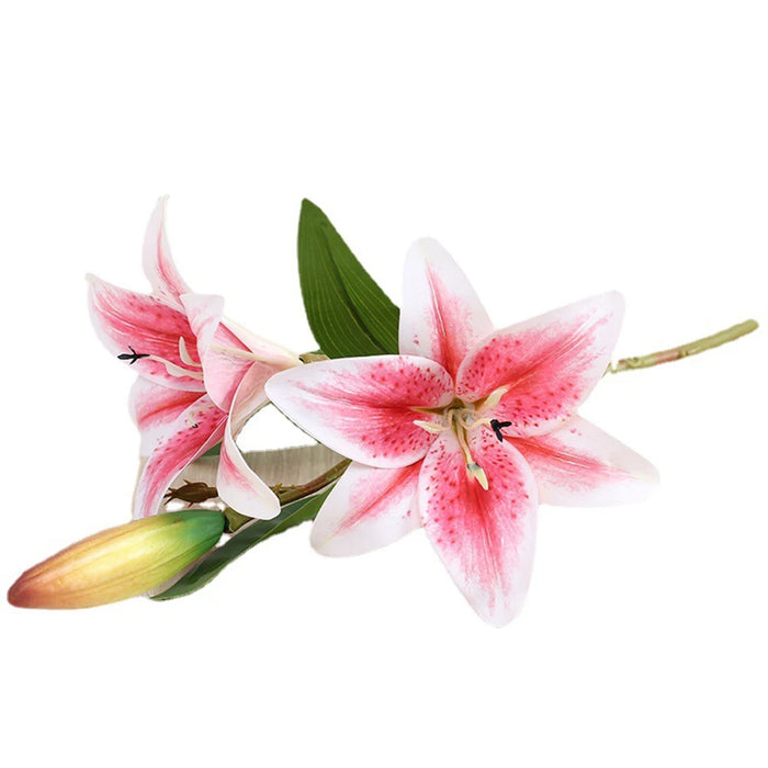 Realistic 3D Printed Lily Branch Artificial Flowers – White Fake Flowers for Wedding, Home, and Garden Decoration – Ideal for Bridal Showers and Parties