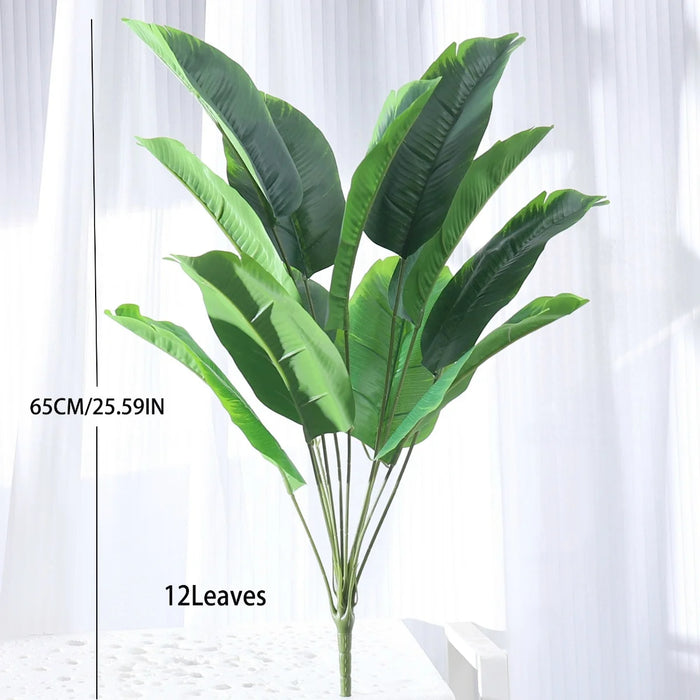 Artificial Tropical Palm Tree – 80/90CM Fake Banana Plant with Real Touch Monstera Leaves for Home and Garden Decoration