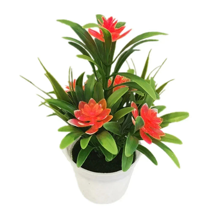 Artificial Potted Bonsai Plant – Simulation Fake Flower in Yellow, Red, Pink, Orange, Purple for Home, Garden, and Table Decoration