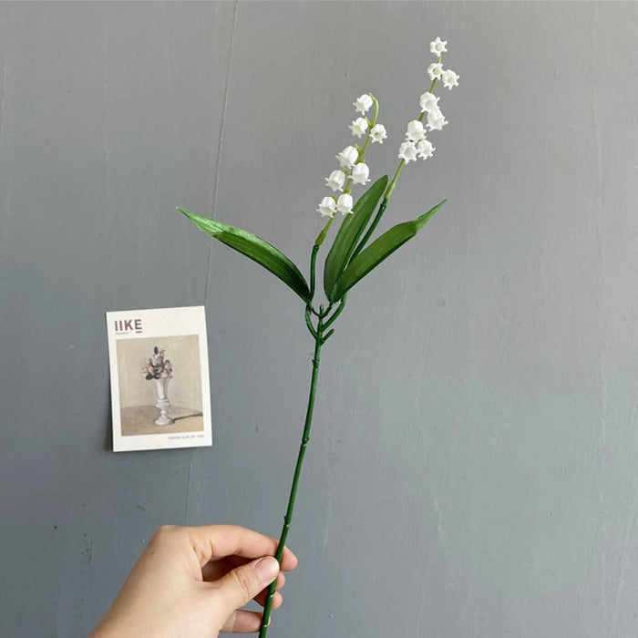 6pcs White Artificial Lily of the Valley Bouquet – Silk Flowers for Wedding, Home, and Table Centerpiece Decoration