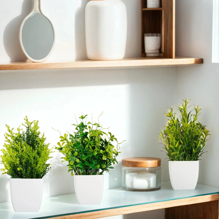 Artificial Plant Tree for Office Desk – Small Potted Plastic Greenery Decoration for Home & Garden