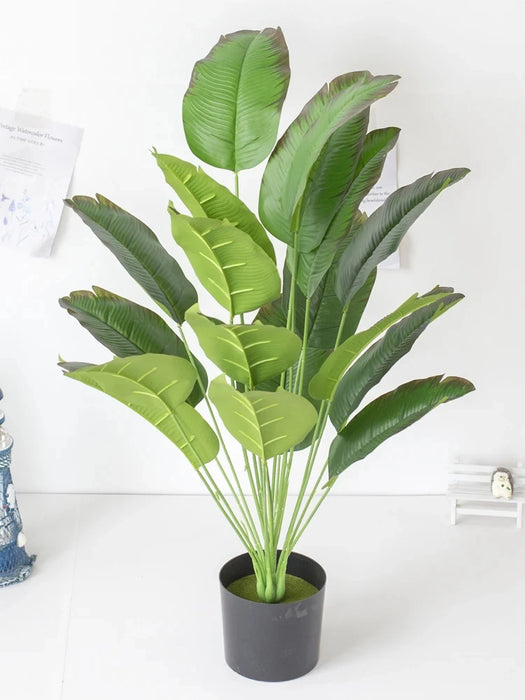 Large Artificial Tropical Palm Tree – Fake Banana and Monstera Leaves Real Touch Plastic Plant for Home and Garden Decor