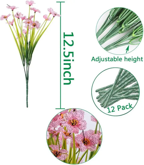 2/6/10 Bundles Outdoor Artificial Flowers – UV Resistant Faux Silk Flowers for Garden, Front Porch, and Outdoor Décor