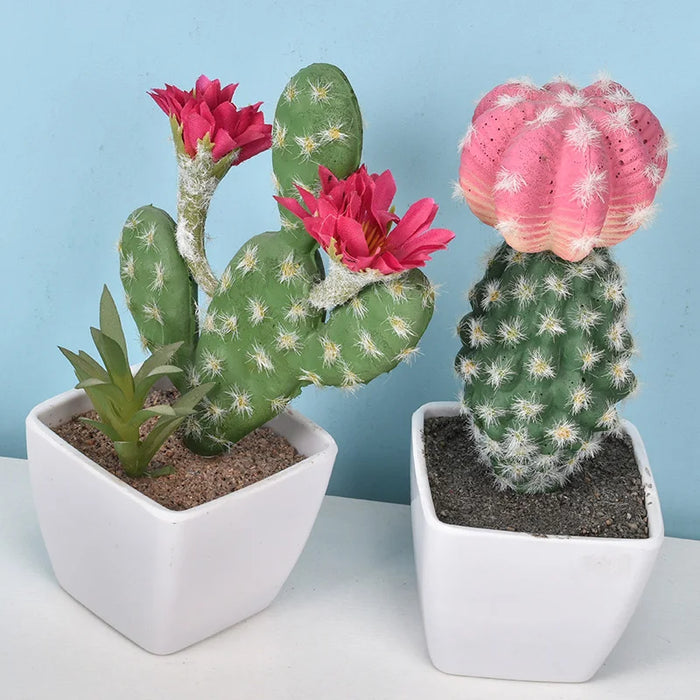Mini Fake Plastic Cactus Bonsai – Realistic Artificial Succulent Plant for Home, Office, Living Room, and Desk Decor (No Pot)