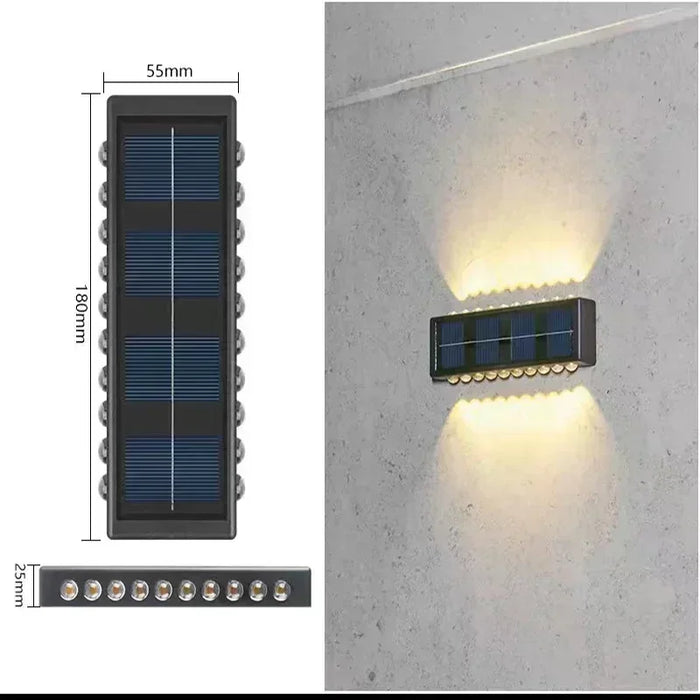 Solar Wall Lights Outdoor – Up and Down LED Light, Waterproof, Solar-Powered, Modern Porch Lamp for Garden, Balcony, Patio, and Landscape
