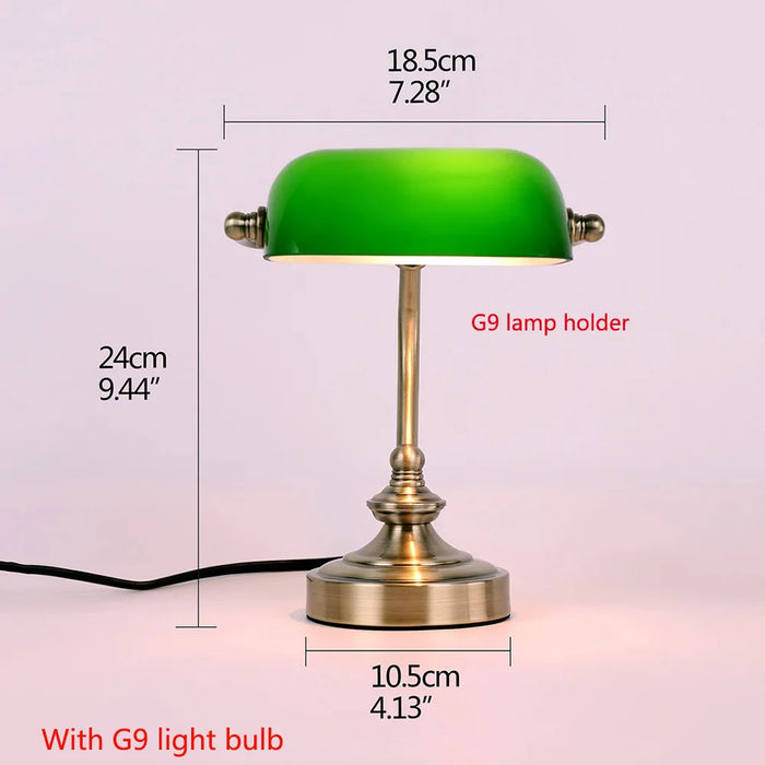 Retro Mini Desk Lamp – Vintage G9 LED Table Light for Bedroom, Office, Café, and Bar with Eye Protection and Glass Shade