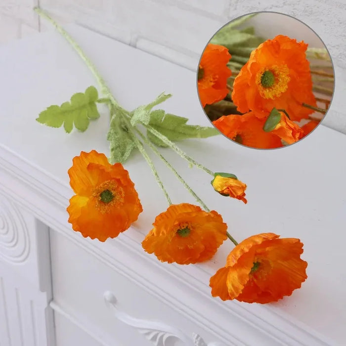 Artificial Poppy Flowers Bouquet – Silk Fake Flowers for Home Decor, Wedding, DIY Vase Accessories, and Garden Decoration