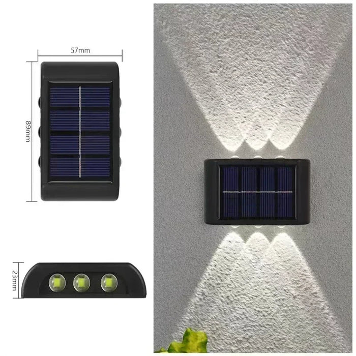 Solar Wall Lights Outdoor – Up and Down LED Light, Waterproof, Solar-Powered, Modern Porch Lamp for Garden, Balcony, Patio, and Landscape