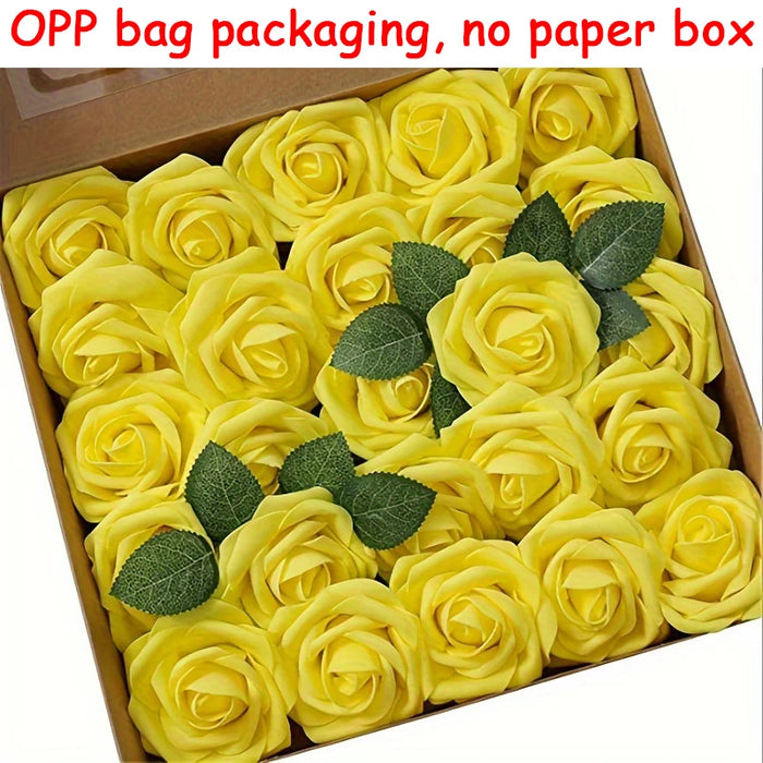 25pcs Artificial Red Roses with Stems – Fake Flowers for DIY Wedding Bouquets, Centerpieces, Party & Home Decorations