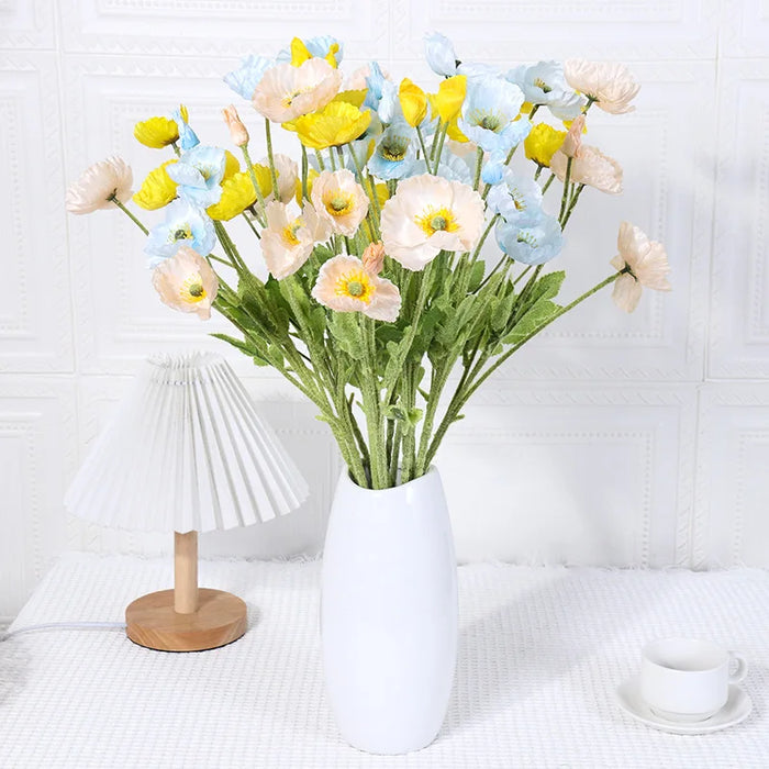 Artificial Silk Poppy Flowers Bouquet – Home Decor, Garden, Party, and Wedding Decoration, DIY Vase Accessories (1PC)