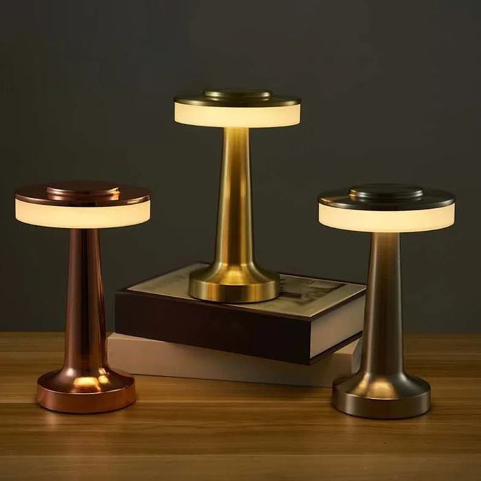 Retro LED Table Lamp – USB Rechargeable, Infinitely Dimmable Night Light with 3 Color Modes – Portable Ambient Lighting for Bedroom, Bar, and Camping
