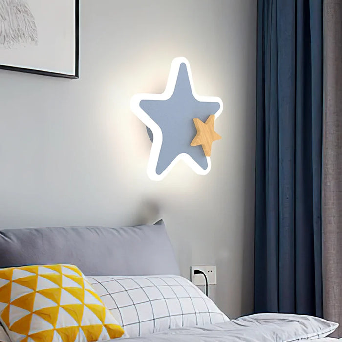 Modern Cartoon Rocket LED Wall Lamp – Creative Moon and Star Light for Kids’ Bedroom, Bedside, and Children's Room Decor