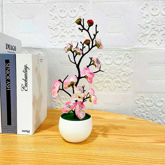 Bonsai Silk Plum Blossom Artificial Plant – Fake Sakura Tree Branches for Home, Office, and Wedding Decoration