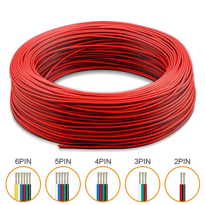 2Pin to 6Pin LED Extension Cable – 1-10m Flexible Electric Wire for WS2812B, WS2811, SK6812, 5050 RGBW LED Strip Light (22AWG, 20AWG, 18AWG)