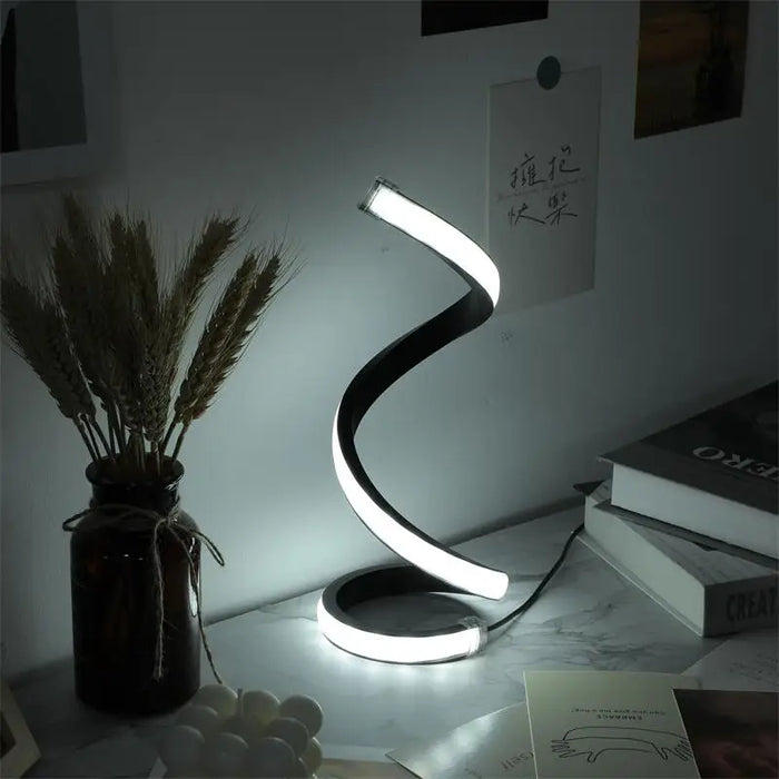 Modern LED Spiral Table Lamp – Three-Speed Dimming, USB Power, Decorative Bedroom & Desk Light