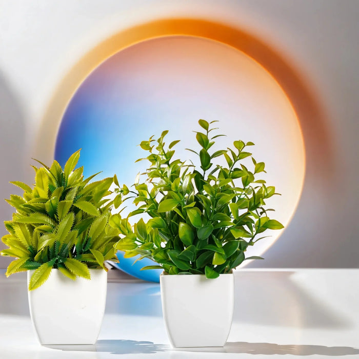 Artificial Plant Tree for Office Desk – Small Potted Plastic Greenery Decoration for Home & Garden
