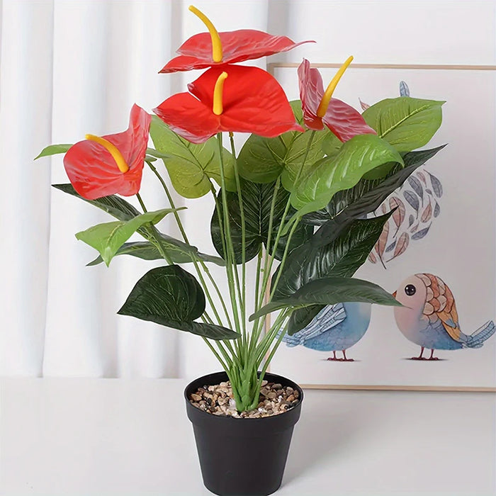 Artificial Red Palm Plant – Lifelike Anthurium Palm Fronds for Living Room, Bedroom, and Home Decor – Available in 36cm and 52cm Sizes