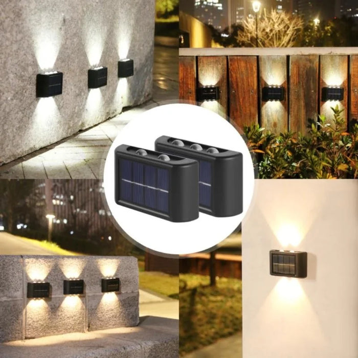 LED Solar Wall Light – Waterproof Outdoor Lighting for Garden, Courtyard, Pathway, and Street – Modern Decorative Wall Lamp with Up and Down Luminous Effect – IP65, Solar Powered, 1-12 Pack