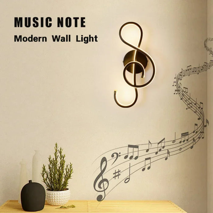 Modern LED Wall Lamp - Musical Note Wall Sconce for Bedroom, Living Room, and Study, Touch On/Off, Up & Down Light Direction, Indoor Home Decor