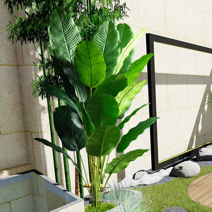 85-115cm Large Artificial Bird of Paradise Tree – Tropical Fake Banana Leaves & Palm Plant for Home and Garden Decor