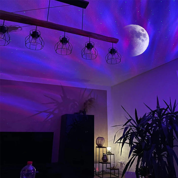 Aurora Borealis Galaxy Projector Night Light – LED Starry Sky Moon Lamp with Remote Control for Bedroom, Home Decor, and Gifts