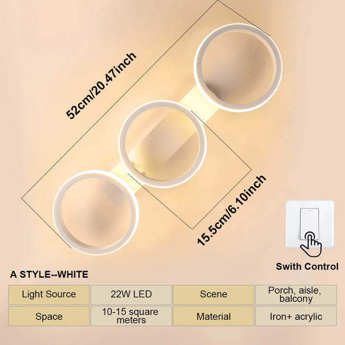 Modern LED Aisle Ceiling Light – 2-Ring Surface-Mounted Lighting Fixture for Hallway, Balcony, and Indoor Spaces