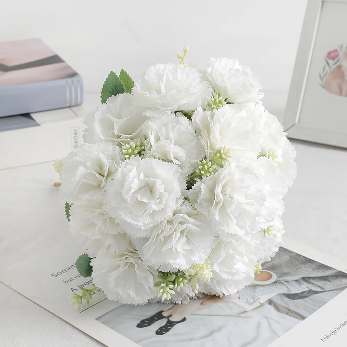 28cm Artificial Carnation Bouquet – 1/3 Pieces Silk Flower for Home, Wedding, Room, Garden Decoration, DIY Bride Holding Flowers