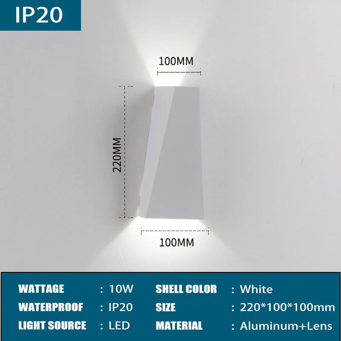 6W 10W LED Waterproof Wall Lamp – Modern Nordic Outdoor Wall Light for Porch, Garden, and Indoor Use (IP65, Aluminum, AC85-265V)
