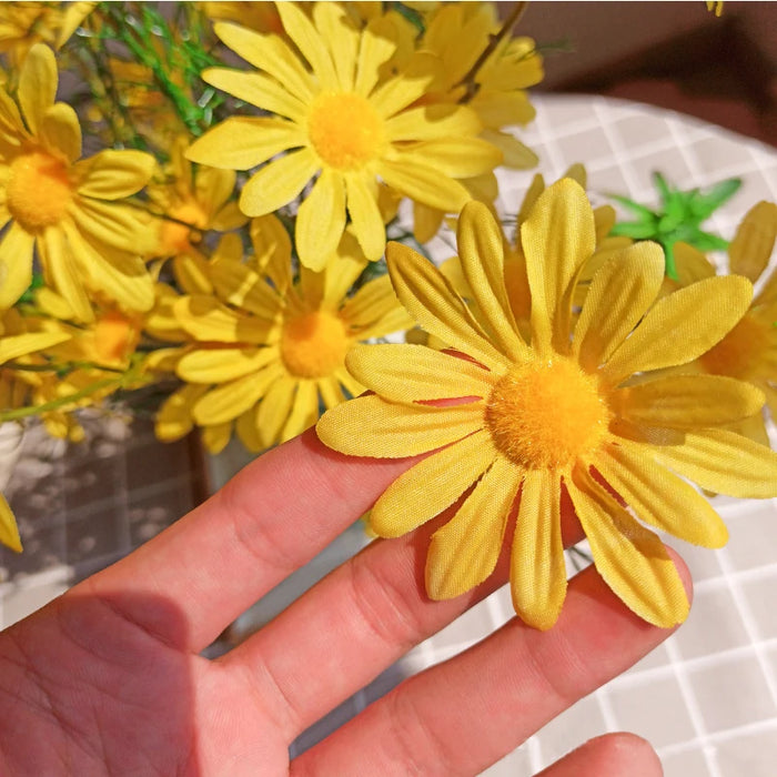 5-Head White Daisies Artificial Flower Bouquet – Silk Gerbera Flowers for Weddings, Parties, and Home Decor