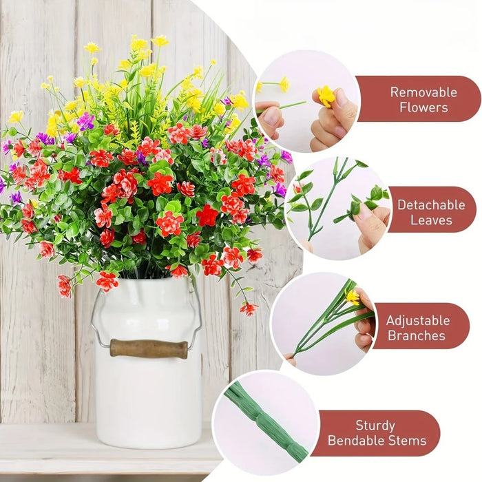 12/18/30/36 Pcs Artificial Flowers – UV Resistant, Multicolored Fake Flowers & Shrubs for Outdoor Window, Porch & Garden Décor